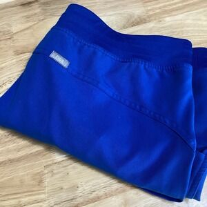 Figs Kade Cargo Scrub Pants Womens XL Royal Blue Straight Leg Pull On Drawstring